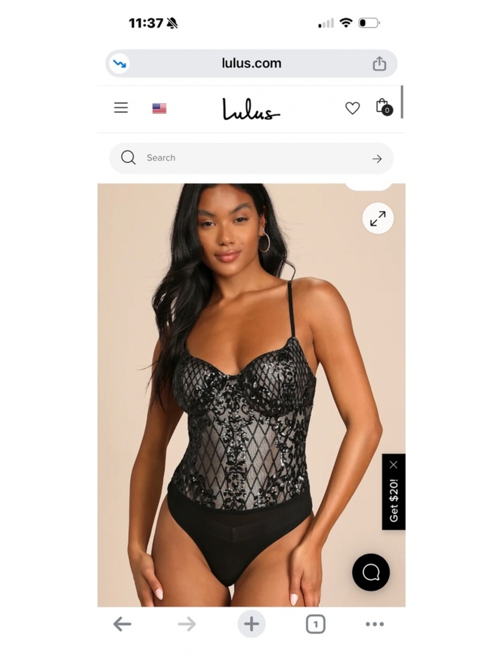 Lulus Black Sequin Mesh Bodysuit Size Large NWT Sheer Lace Party Cocktail Top